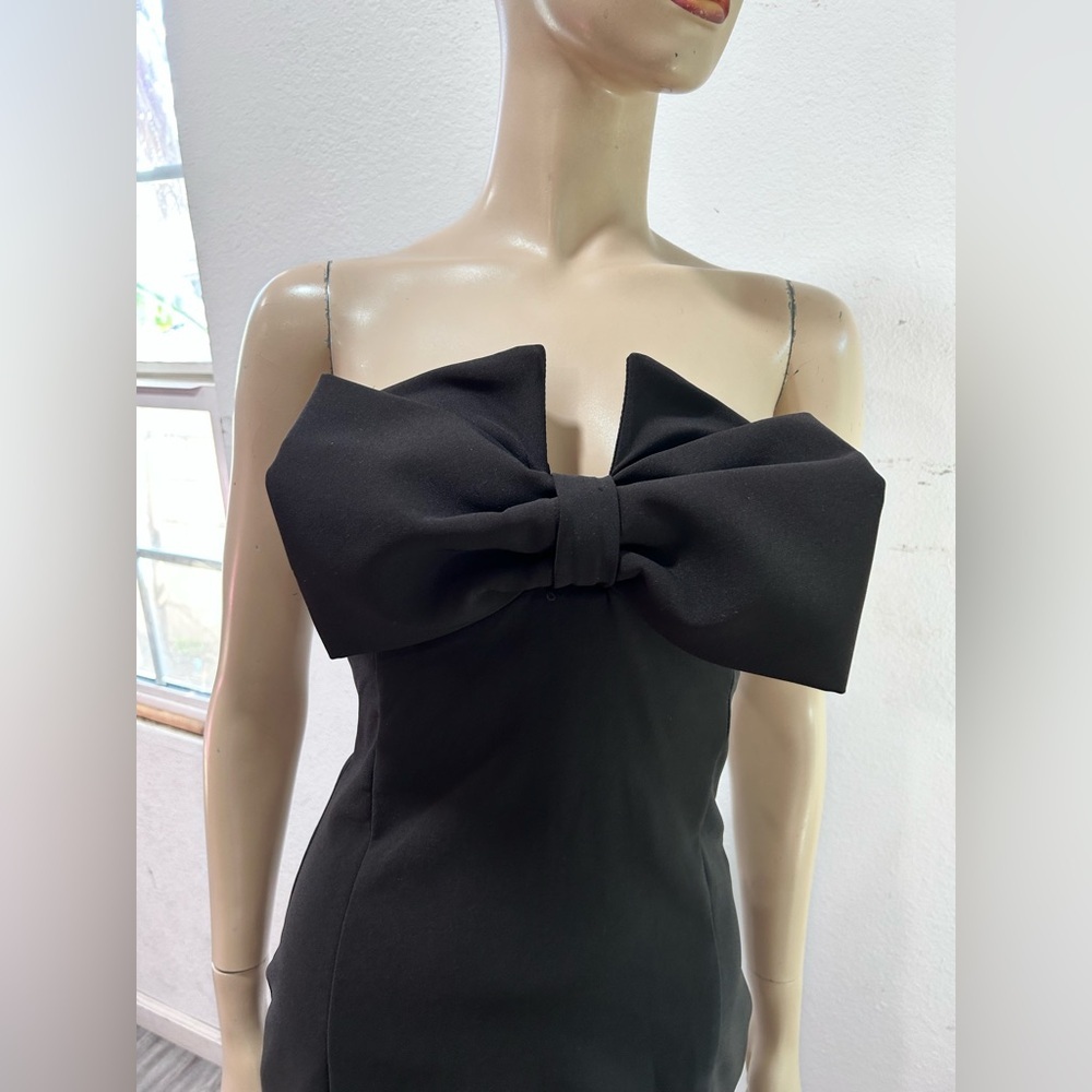 Zara Strapless Black Dress with Bow - Picture 5 of 16